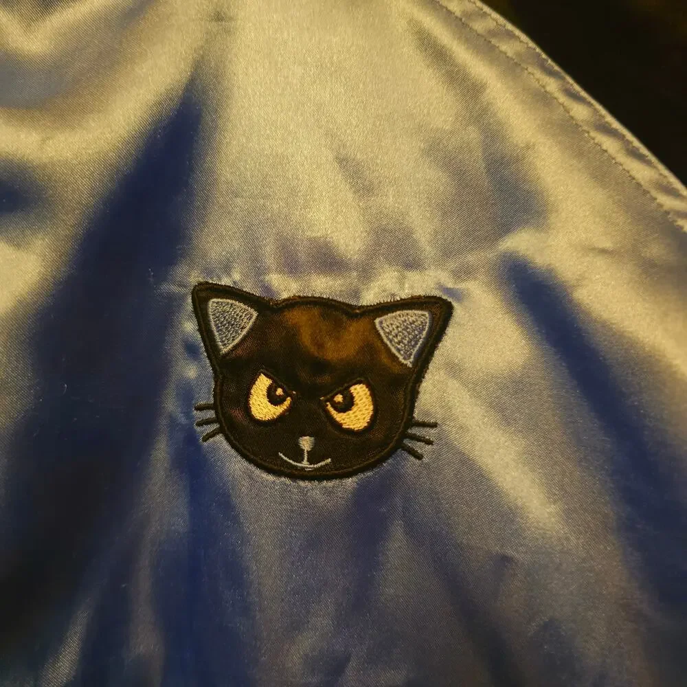 Passport kids blue black cat bomber jacket